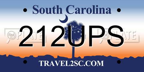 212UPS South Carolina License Plate