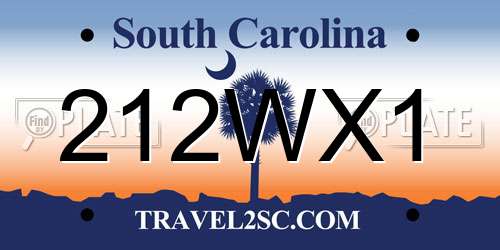 212WX1 South Carolina License Plate