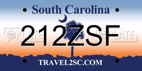 212ZSF South Carolina License Plate