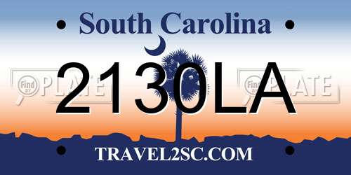 2130LA South Carolina License Plate