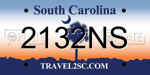 2132NS South Carolina License Plate