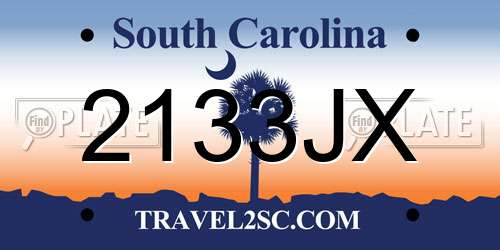 2133JX South Carolina License Plate