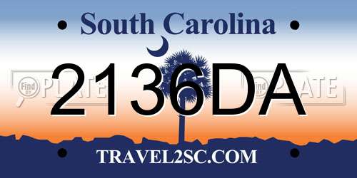 2136DA South Carolina License Plate