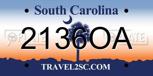 2136OA South Carolina License Plate