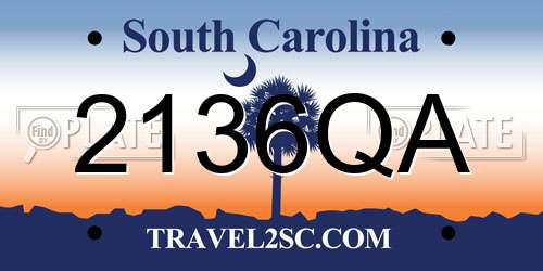 2136QA South Carolina License Plate
