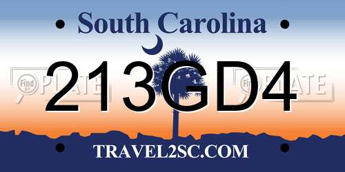 213GD4 South Carolina License Plate