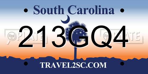 213GQ4 South Carolina License Plate