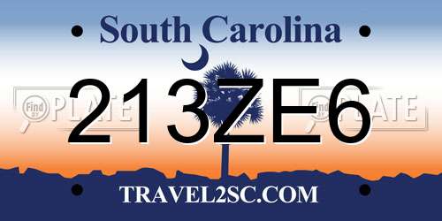 213ZE6 South Carolina License Plate