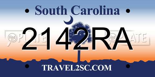 2142RA South Carolina License Plate