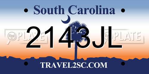 2143JL South Carolina License Plate