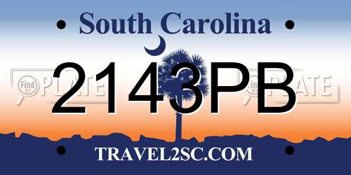 2143PB South Carolina License Plate
