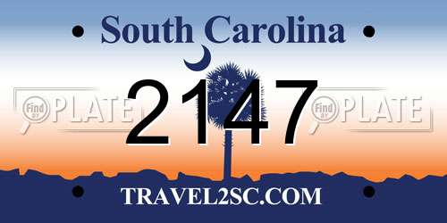 2147 South Carolina License Plate
