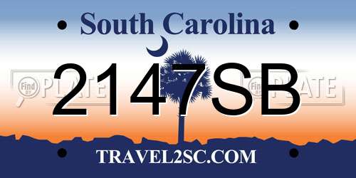 2147SB South Carolina License Plate