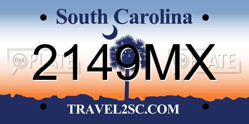 2149MX South Carolina License Plate