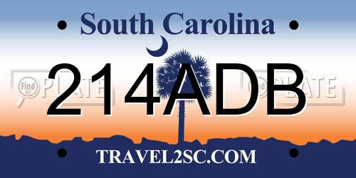 214ADB South Carolina License Plate