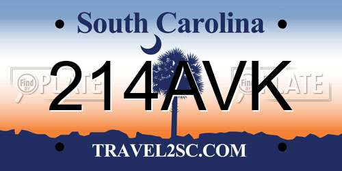 214AVK South Carolina License Plate