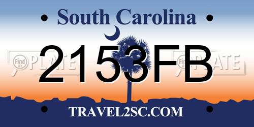 2153FB South Carolina License Plate