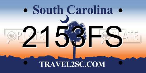 2153FS South Carolina License Plate