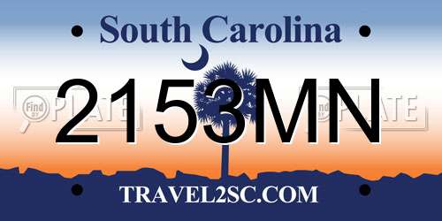 2153MN South Carolina License Plate