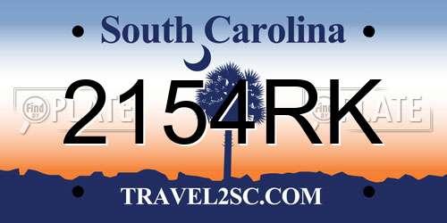 2154RK South Carolina License Plate