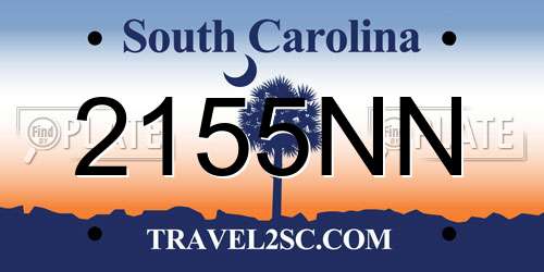 2155NN South Carolina License Plate