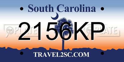 2156KP South Carolina License Plate