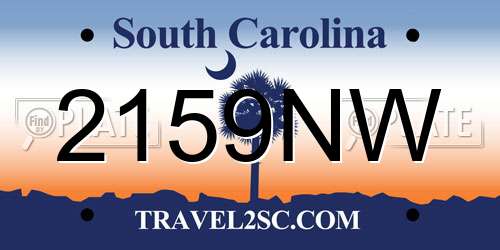 2159NW South Carolina License Plate
