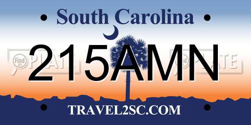215AMN South Carolina License Plate