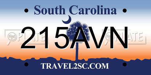 215AVN South Carolina License Plate