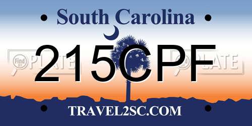 215CPF South Carolina License Plate