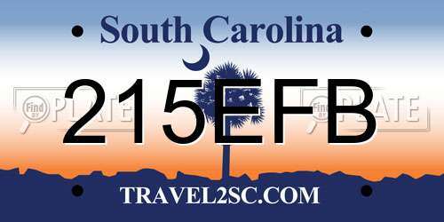 215EFB South Carolina License Plate