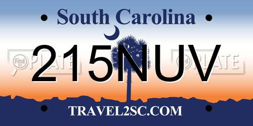 215NUV South Carolina License Plate