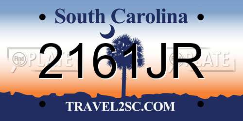 2161JR South Carolina License Plate