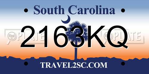 2163KQ South Carolina License Plate
