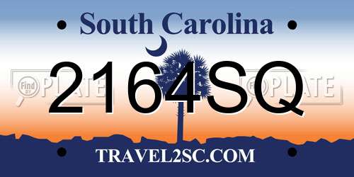 2164SQ South Carolina License Plate