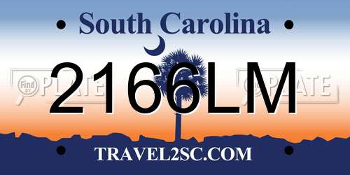 2166LM South Carolina License Plate