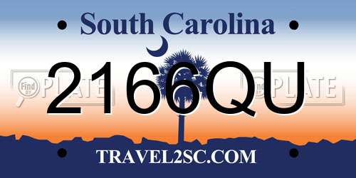 2166QU South Carolina License Plate