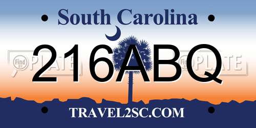216ABQ South Carolina License Plate