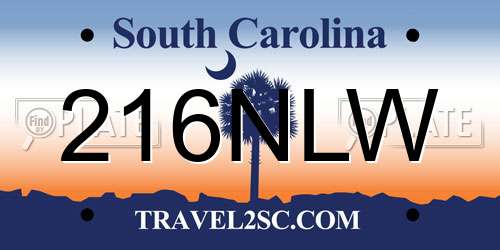 216NLW South Carolina License Plate