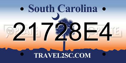 21728E4 South Carolina License Plate