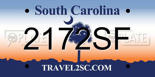 2172SF South Carolina License Plate