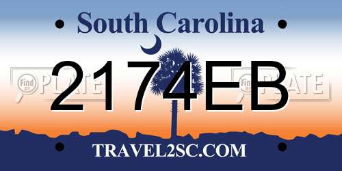 2174EB South Carolina License Plate
