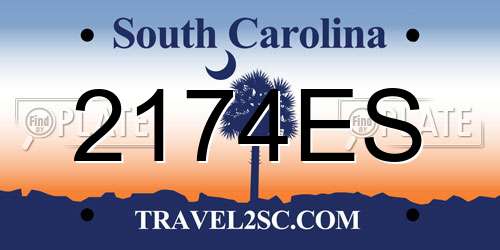2174ES South Carolina License Plate