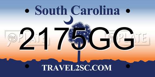 2175GG South Carolina License Plate
