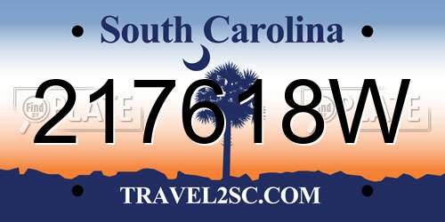 217618W South Carolina License Plate