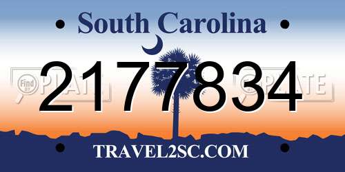 2177834 South Carolina License Plate