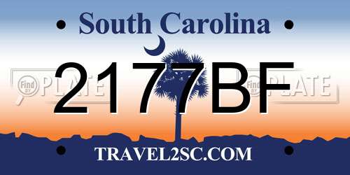 2177BF South Carolina License Plate