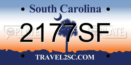 2177SF South Carolina License Plate