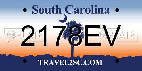 2178EV South Carolina License Plate