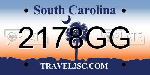 2178GG South Carolina License Plate